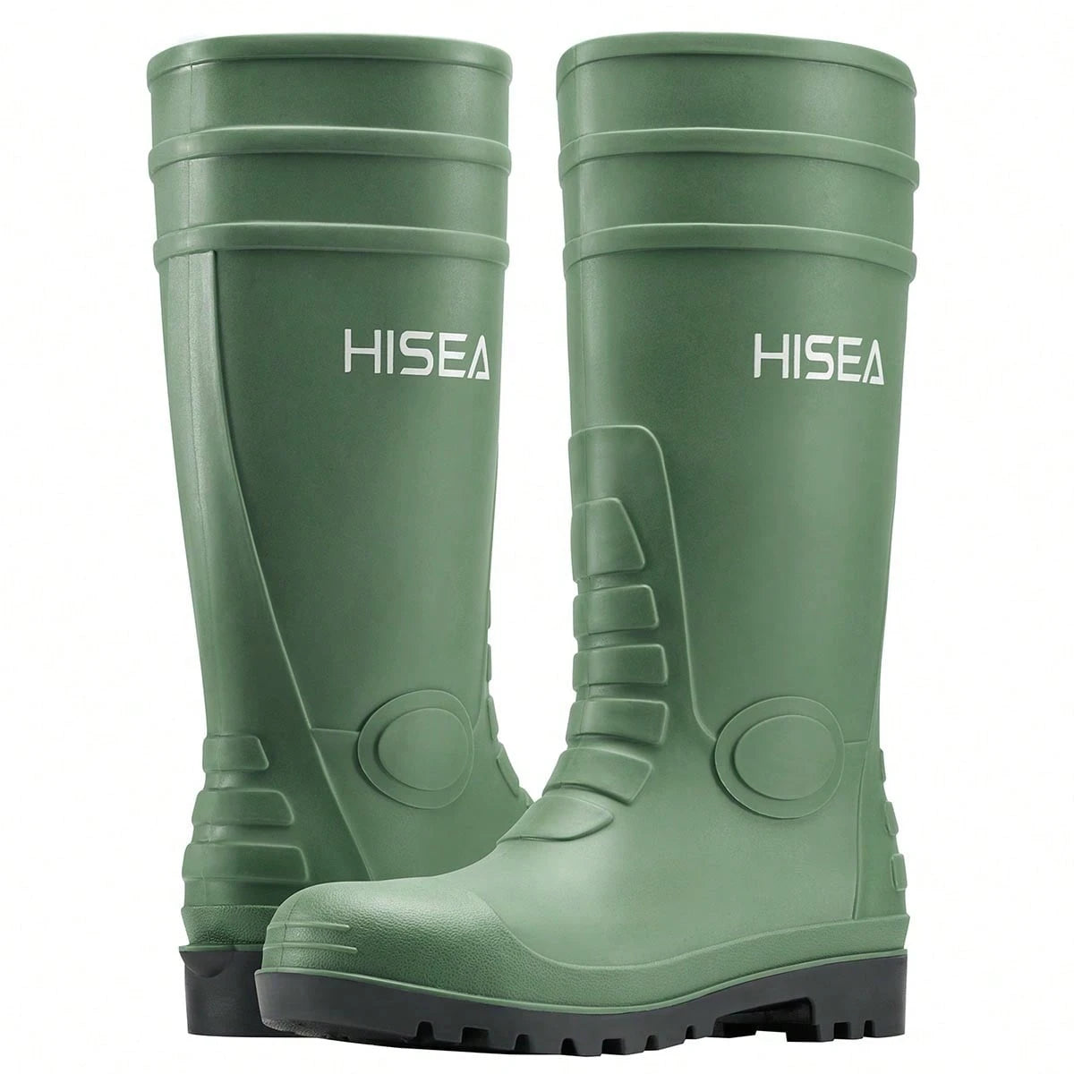 HISEA Men's Rain Boots PVC Rubber Boots, Waterproof Garden Fishing Outdoor Work Boots, Durable Slip Resistant Knee Boots For Agriculture And Industrial Working