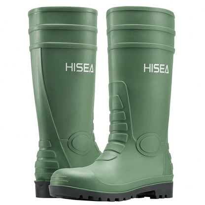 HISEA Men's Rain Boots PVC Rubber Boots, Waterproof Garden Fishing Outdoor Work Boots, Durable Slip Resistant Knee Boots For Agriculture And Industrial Working