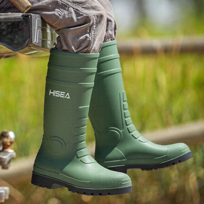 HISEA Men's Rain Boots PVC Rubber Boots, Waterproof Garden Fishing Outdoor Work Boots, Durable Slip Resistant Knee Boots For Agriculture And Industrial Working