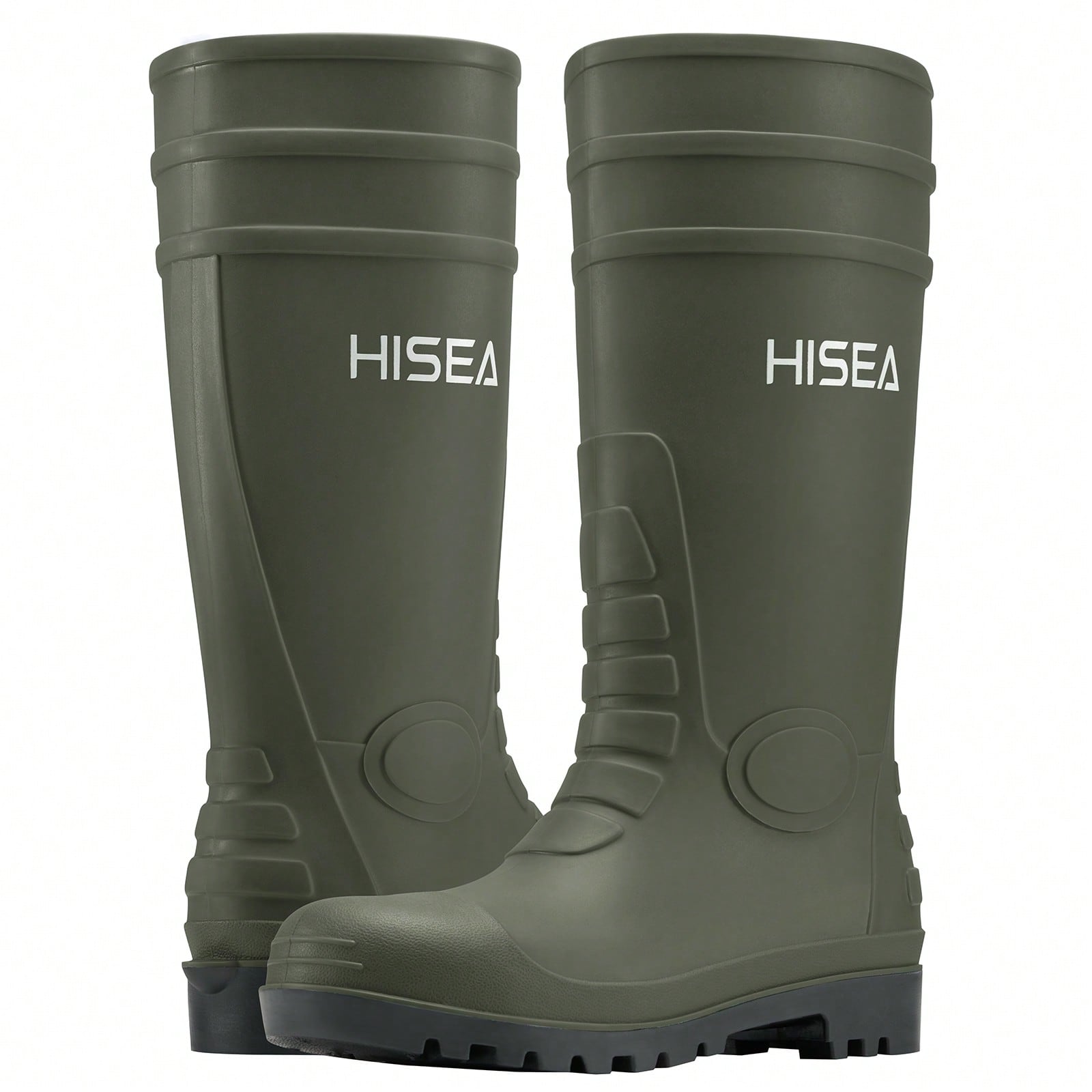 HISEA Men's Rain Boots PVC Rubber Boots, Waterproof Garden Fishing Outdoor Work Boots, Durable Slip Resistant Knee Boots For Agriculture And Industrial Working