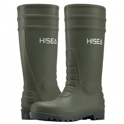 HISEA Men's Rain Boots PVC Rubber Boots, Waterproof Garden Fishing Outdoor Work Boots, Durable Slip Resistant Knee Boots For Agriculture And Industrial Working
