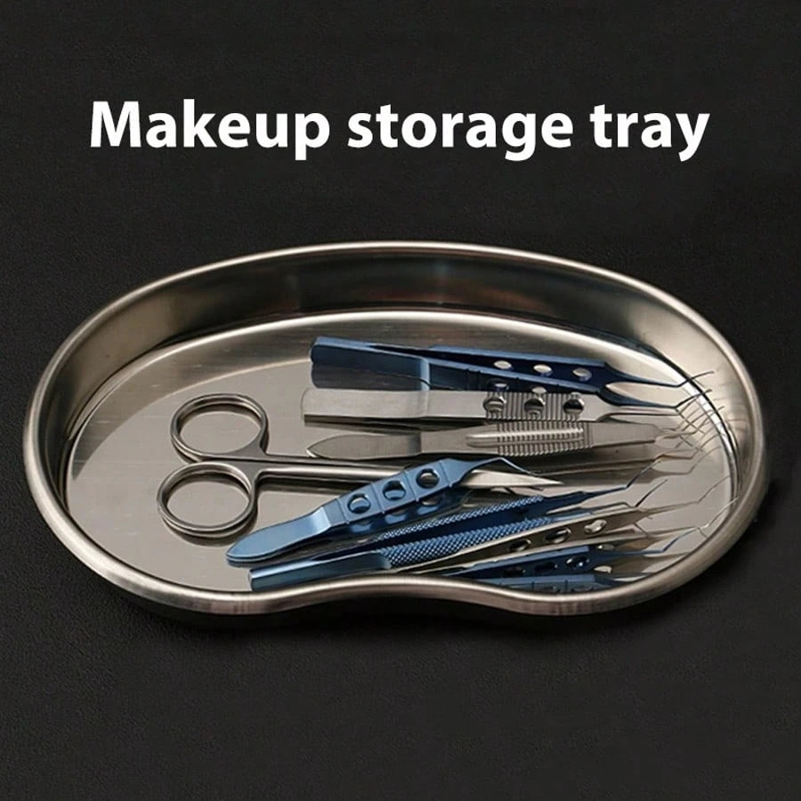 HMQ beauty New Stainless Steel Cosmetic Storage Tray, Manicure Equipment Tray, Medical/Dental Salon Nail Art Tool Storage Box