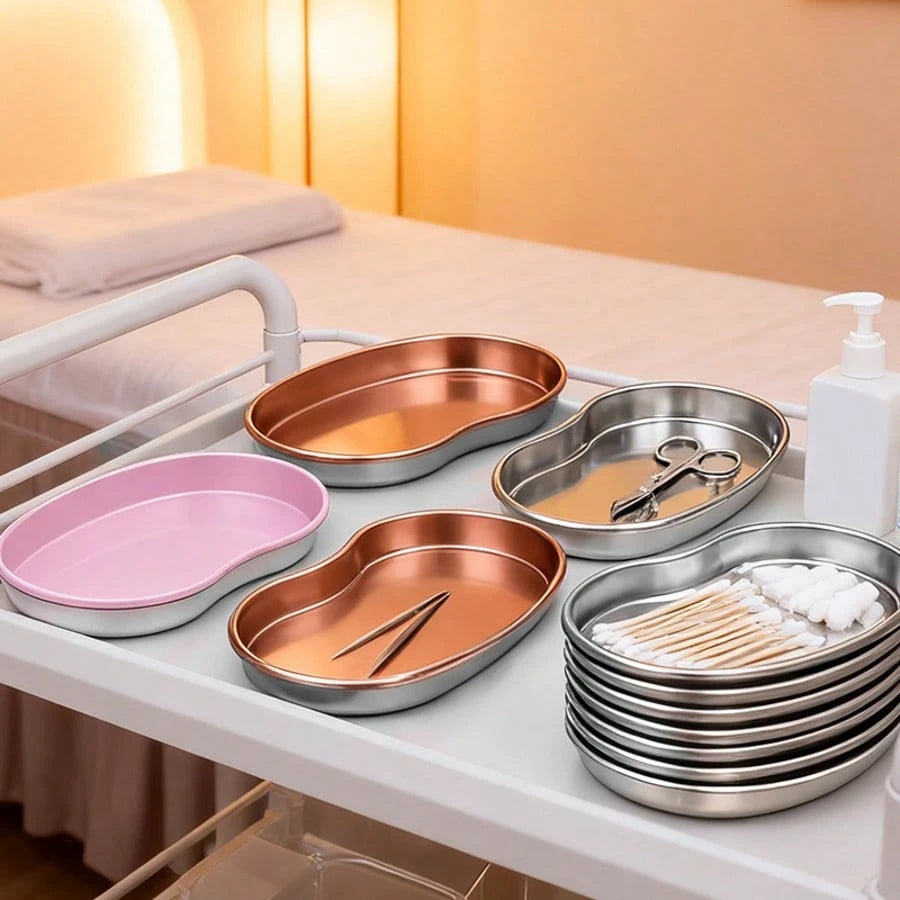 HMQ beauty New Stainless Steel Cosmetic Storage Tray, Manicure Equipment Tray, Medical/Dental Salon Nail Art Tool Storage Box
