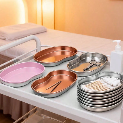 HMQ beauty New Stainless Steel Cosmetic Storage Tray, Manicure Equipment Tray, Medical/Dental Salon Nail Art Tool Storage Box