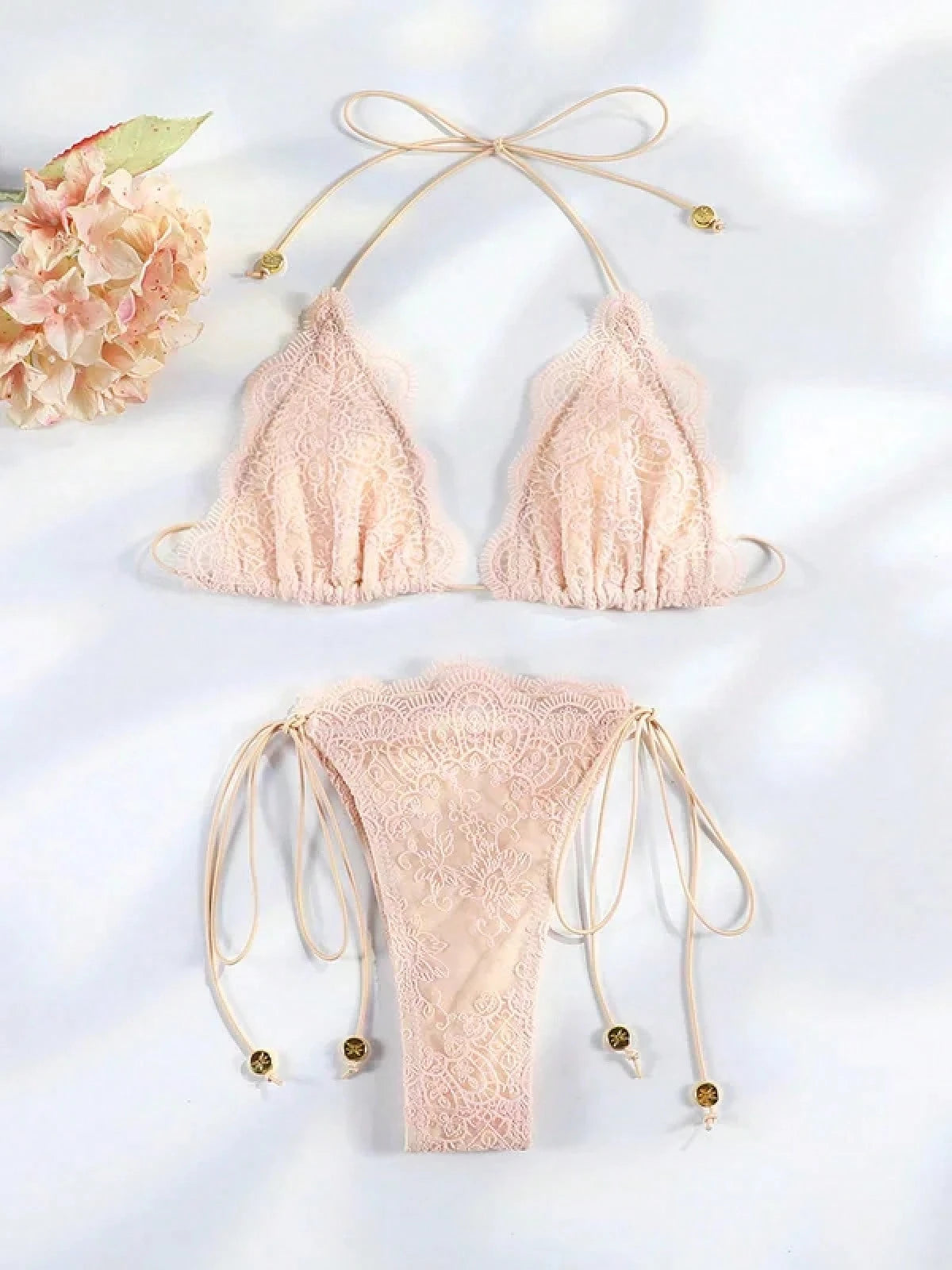 Hollow Lace Bikinis Patchwork Swimsuit Women Bathing Suits Bandage Swimwear Mujer Beachwear Bikini Set