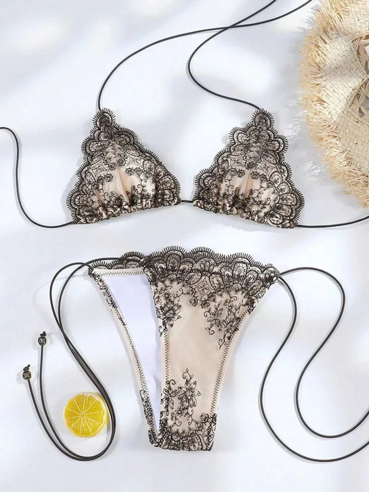Hollow Lace Bikinis Patchwork Swimsuit Women Bathing Suits Bandage Swimwear Mujer Beachwear Bikini Set