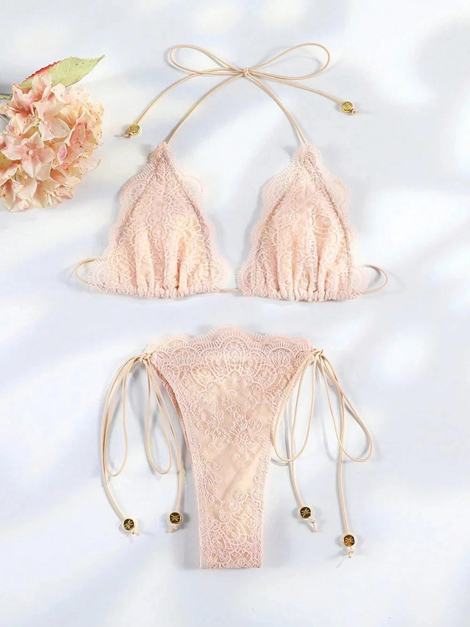 Hollow Lace Bikinis Patchwork Swimsuit Women Bathing Suits Bandage Swimwear Mujer Beachwear Bikini Set
