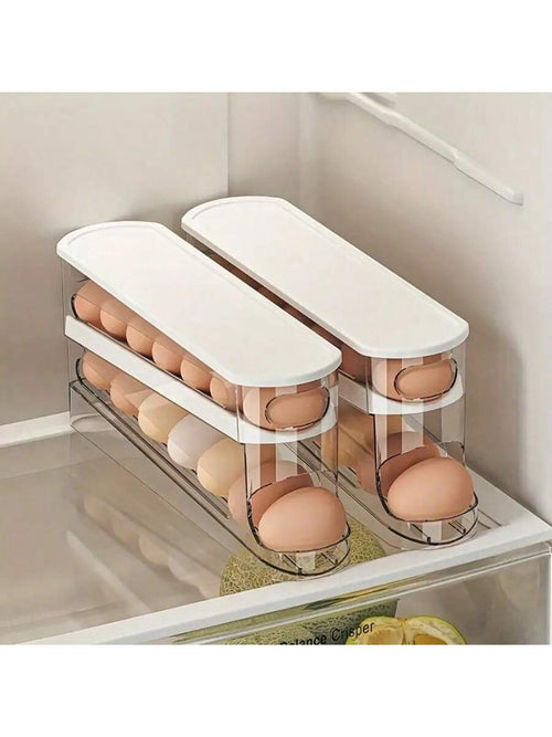 Home & Life > Kitchen & Dining Room > Egg Storage, Side-Door Of Refrigerator Specialized Space-Saving Rolling Egg Storage Box- Egg Storage, Durable Plastic, Essential For Kitchen