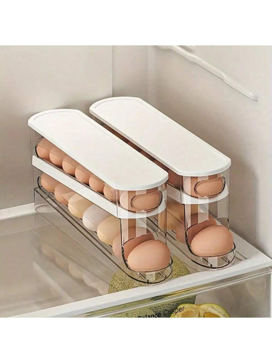 Home & Life > Kitchen & Dining Room > Egg Storage, Side-Door Of Refrigerator Specialized Space-Saving Rolling Egg Storage Box- Egg Storage, Durable Plastic, Essential For Kitchen