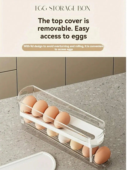 Home & Life > Kitchen & Dining Room > Egg Storage, Side-Door Of Refrigerator Specialized Space-Saving Rolling Egg Storage Box- Egg Storage, Durable Plastic, Essential For Kitchen