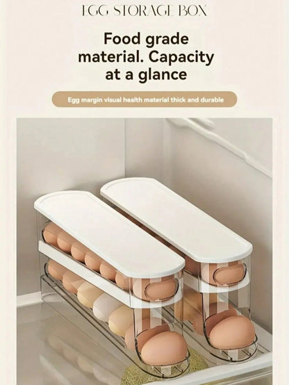 Home & Life > Kitchen & Dining Room > Egg Storage, Side-Door Of Refrigerator Specialized Space-Saving Rolling Egg Storage Box- Egg Storage, Durable Plastic, Essential For Kitchen