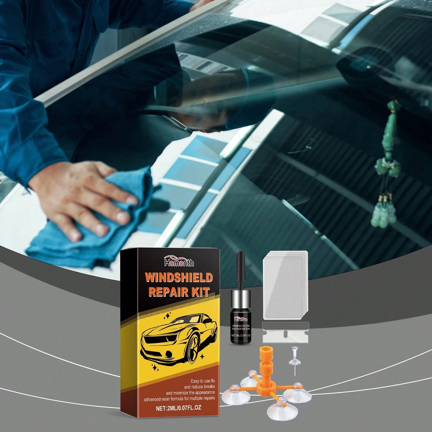 Homonth Windshield Repair Kit Car Windshield Repair Fluid For Renewing Glass Cracks