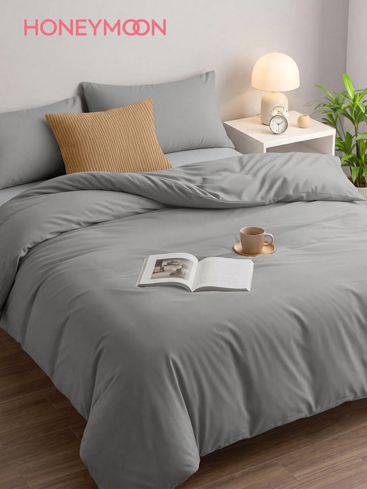 HONEYMOON 2/3-Piece Ultra-Soft Solid Color Duvet Cover Set, Zipper Closure And 7 Corner Ties, Lightweight Cloud-Like Bedding, 1 Duvet Cover With 1/2 Pillowcases, Perfect Fit For Twin/Full/Queen/King S
