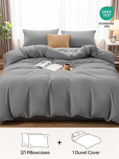 HONEYMOON 2/3-Piece Ultra-Soft Solid Color Duvet Cover Set, Zipper Closure And 7 Corner Ties, Lightweight Cloud-Like Bedding, 1 Duvet Cover With 1/2 Pillowcases, Perfect Fit For Twin/Full/Queen/King S