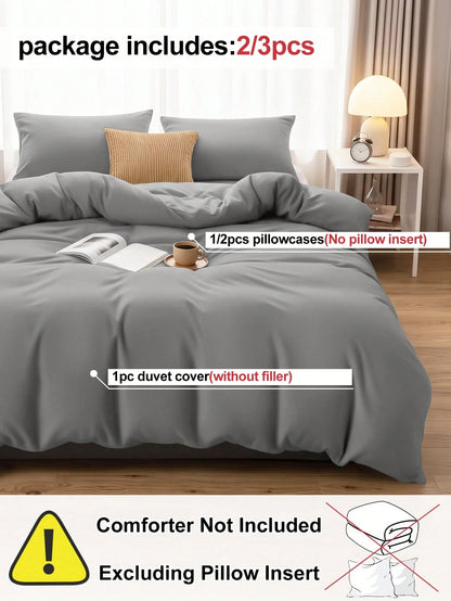HONEYMOON 2/3-Piece Ultra-Soft Solid Color Duvet Cover Set, Zipper Closure And 7 Corner Ties, Lightweight Cloud-Like Bedding, 1 Duvet Cover With 1/2 Pillowcases, Perfect Fit For Twin/Full/Queen/King S