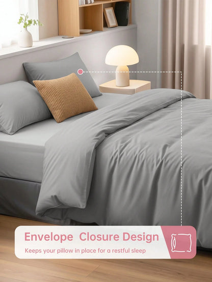 HONEYMOON 2/3-Piece Ultra-Soft Solid Color Duvet Cover Set, Zipper Closure And 7 Corner Ties, Lightweight Cloud-Like Bedding, 1 Duvet Cover With 1/2 Pillowcases, Perfect Fit For Twin/Full/Queen/King S