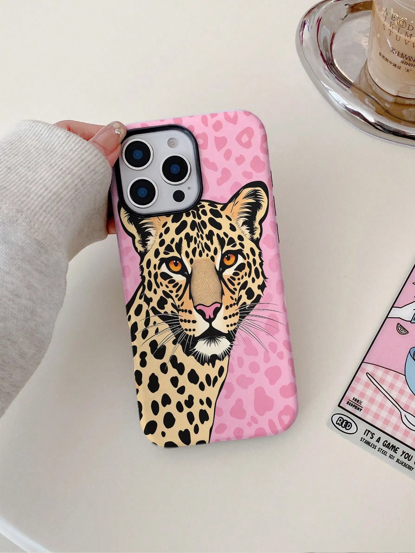 Hot Girl Pink Leopard Cheetah Print Phone Case Compatible With Iphone 17ProMax 17Air 16Pro/15/14/13/12/11 European & American Cool Film 2-In-1 Hard Shell Anti-Drop Niche Hot Girl Cover
