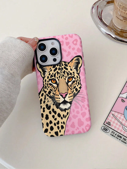 Hot Girl Pink Leopard Cheetah Print Phone Case Compatible With Iphone 17ProMax 17Air 16Pro/15/14/13/12/11 European & American Cool Film 2-In-1 Hard Shell Anti-Drop Niche Hot Girl Cover