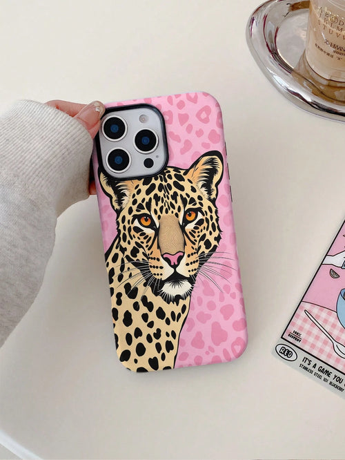 Hot Girl Pink Leopard Cheetah Print Phone Case Compatible With Iphone 17ProMax 17Air 16Pro/15/14/13/12/11 European & American Cool Film 2-In-1 Hard Shell Anti-Drop Niche Hot Girl Cover