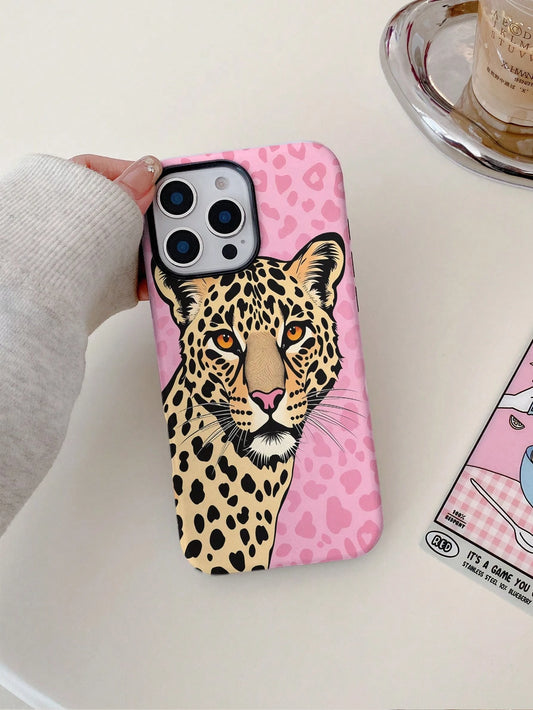 Hot Girl Pink Leopard Cheetah Print Phone Case Compatible With Iphone 17ProMax 17Air 16Pro/15/14/13/12/11 European & American Cool Film 2-In-1 Hard Shell Anti-Drop Niche Hot Girl Cover