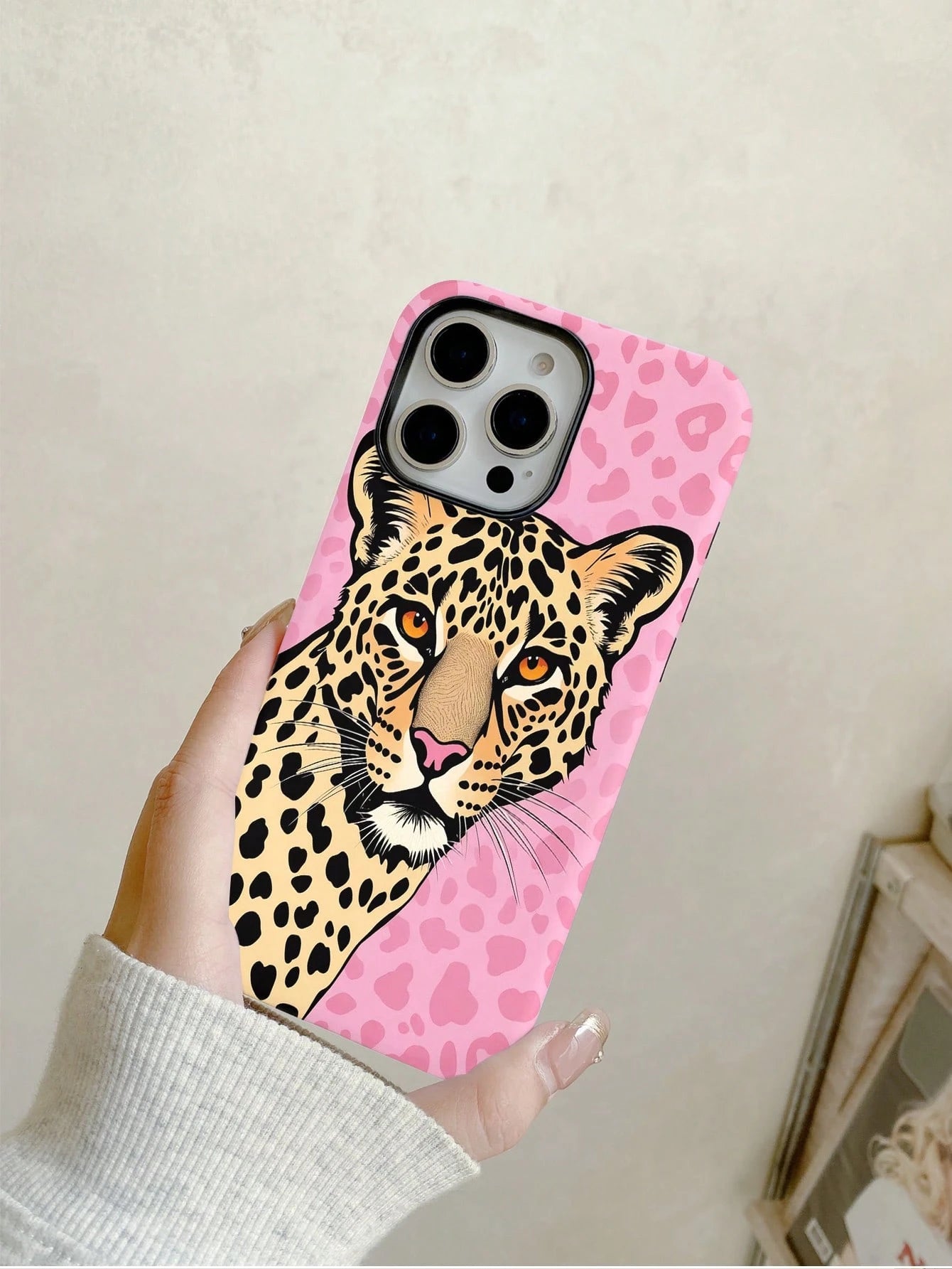 Hot Girl Pink Leopard Cheetah Print Phone Case Compatible With Iphone 17ProMax 17Air 16Pro/15/14/13/12/11 European & American Cool Film 2-In-1 Hard Shell Anti-Drop Niche Hot Girl Cover
