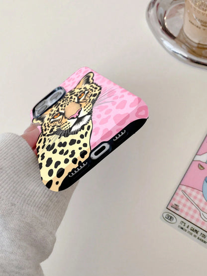 Hot Girl Pink Leopard Cheetah Print Phone Case Compatible With Iphone 17ProMax 17Air 16Pro/15/14/13/12/11 European & American Cool Film 2-In-1 Hard Shell Anti-Drop Niche Hot Girl Cover