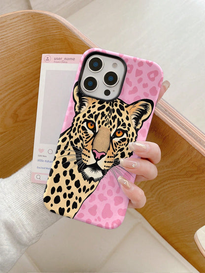 Hot Girl Pink Leopard Cheetah Print Phone Case Compatible With Iphone 17ProMax 17Air 16Pro/15/14/13/12/11 European & American Cool Film 2-In-1 Hard Shell Anti-Drop Niche Hot Girl Cover