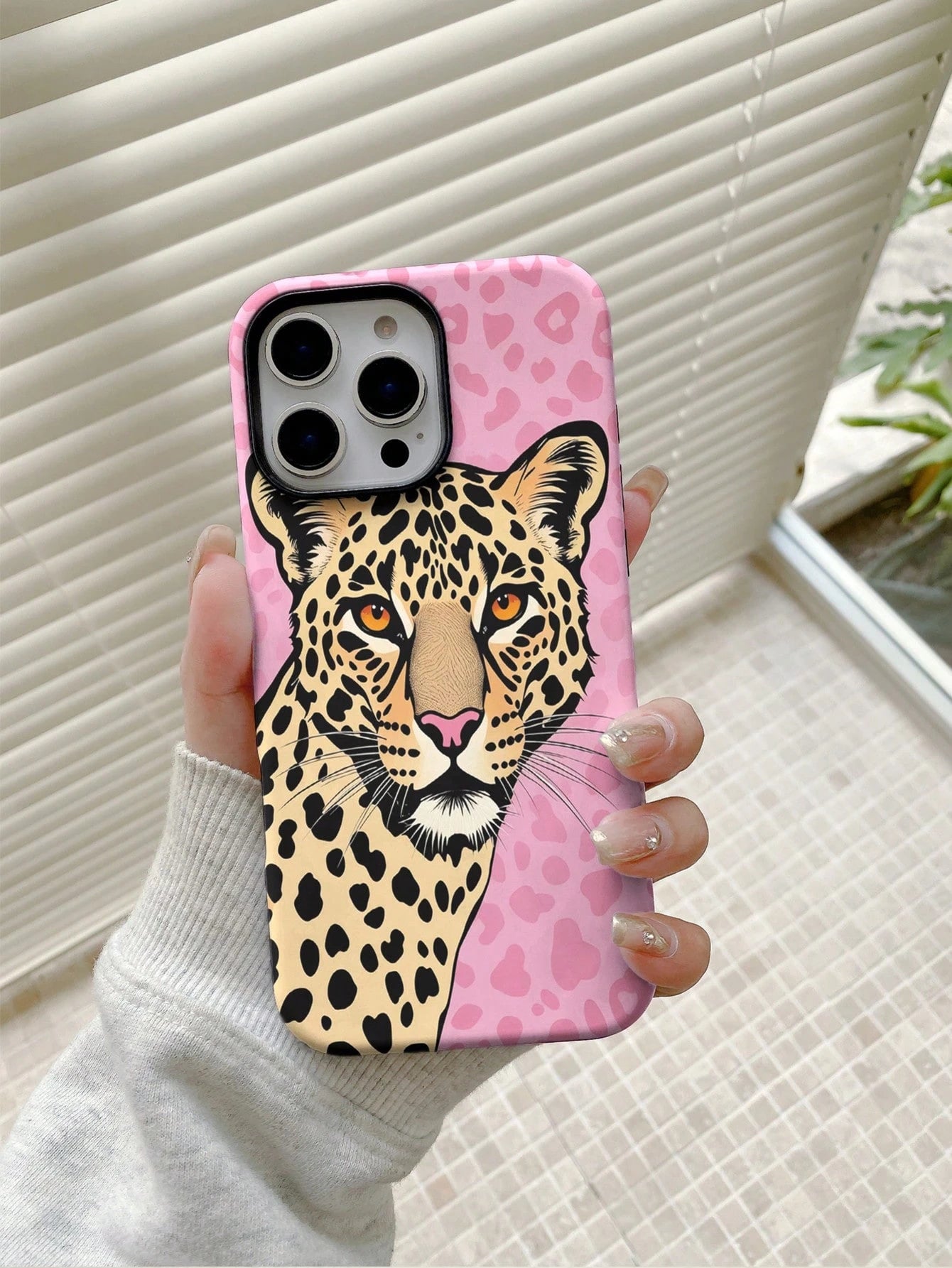 Hot Girl Pink Leopard Cheetah Print Phone Case Compatible With Iphone 17ProMax 17Air 16Pro/15/14/13/12/11 European & American Cool Film 2-In-1 Hard Shell Anti-Drop Niche Hot Girl Cover