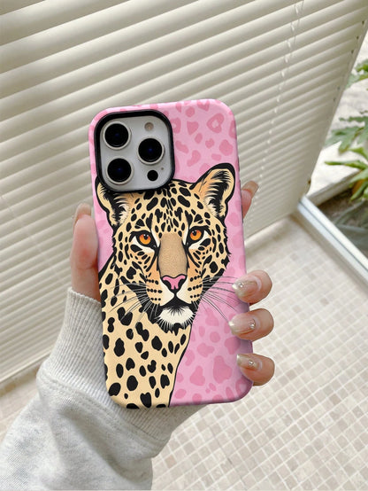 Hot Girl Pink Leopard Cheetah Print Phone Case Compatible With Iphone 17ProMax 17Air 16Pro/15/14/13/12/11 European & American Cool Film 2-In-1 Hard Shell Anti-Drop Niche Hot Girl Cover