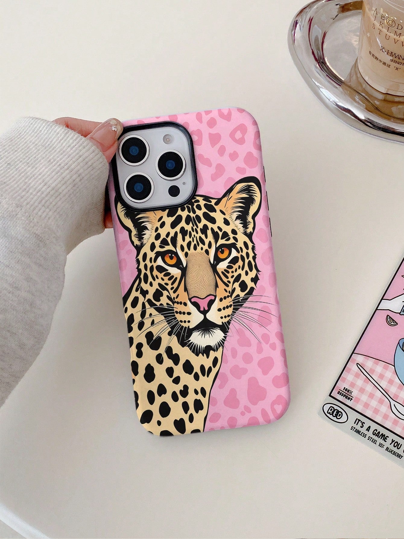 Hot Girl Pink Leopard Cheetah Print Phone Case Compatible With Iphone 17ProMax 17Air 16Pro/15/14/13/12/11 European & American Cool Film 2-In-1 Hard Shell Anti-Drop Niche Hot Girl Cover