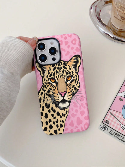 Hot Girl Pink Leopard Cheetah Print Phone Case Compatible With Iphone 17ProMax 17Air 16Pro/15/14/13/12/11 European & American Cool Film 2-In-1 Hard Shell Anti-Drop Niche Hot Girl Cover