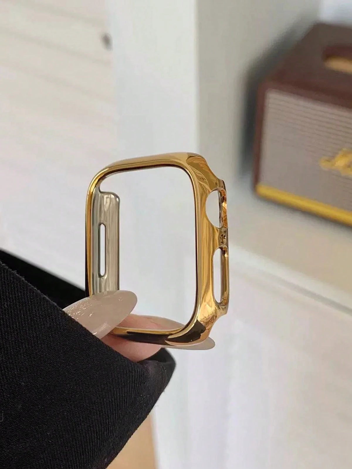 Huastonband Compatible Case Cover Protective Shell PC Hard Material Electroplated Gold Hollow Frame Watch Protective Frame Suitable For Watch Ultra 3 2 1 S10 SE S9/S8/S7/S6/S5/S4/S3/S2/S1 Series Men W