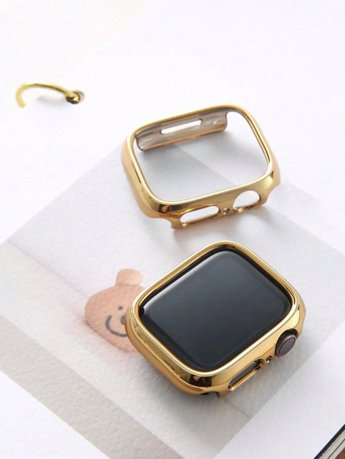 Huastonband Compatible Case Cover Protective Shell PC Hard Material Electroplated Gold Hollow Frame Watch Protective Frame Suitable For Watch Ultra 3 2 1 S10 SE S9/S8/S7/S6/S5/S4/S3/S2/S1 Series Men W
