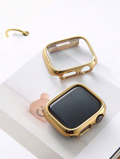 Huastonband Compatible Case Cover Protective Shell PC Hard Material Electroplated Gold Hollow Frame Watch Protective Frame Suitable For Watch Ultra 3 2 1 S10 SE S9/S8/S7/S6/S5/S4/S3/S2/S1 Series Men W