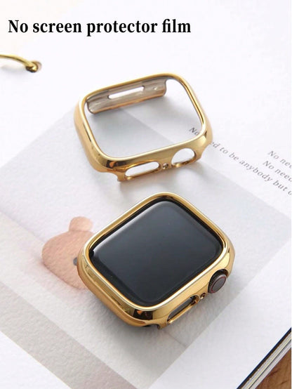 Huastonband Compatible Case Cover Protective Shell PC Hard Material Electroplated Gold Hollow Frame Watch Protective Frame Suitable For Watch Ultra 3 2 1 S10 SE S9/S8/S7/S6/S5/S4/S3/S2/S1 Series Men W