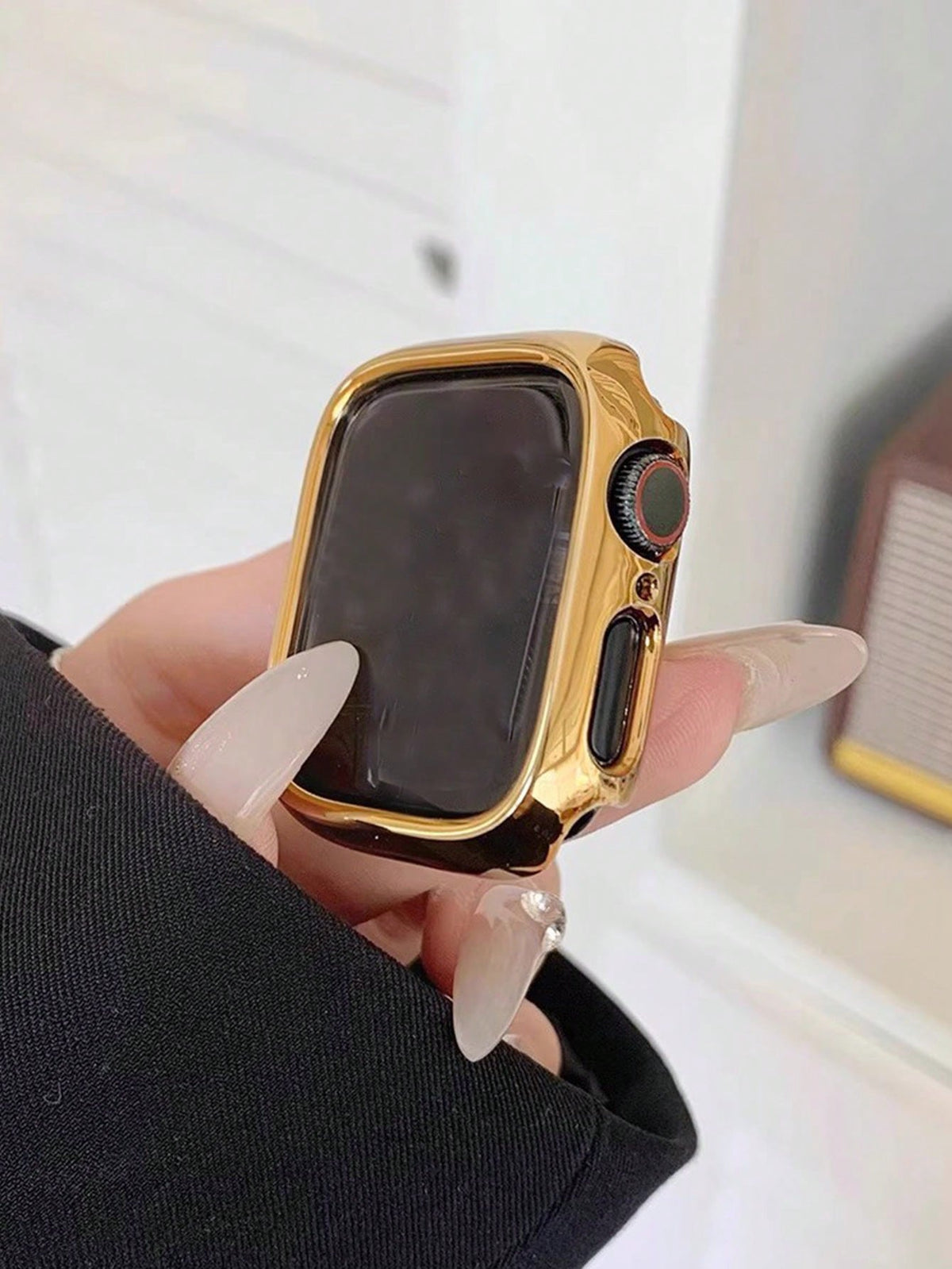 Huastonband Compatible Case Cover Protective Shell PC Hard Material Electroplated Gold Hollow Frame Watch Protective Frame Suitable For Watch Ultra 3 2 1 S10 SE S9/S8/S7/S6/S5/S4/S3/S2/S1 Series Men W