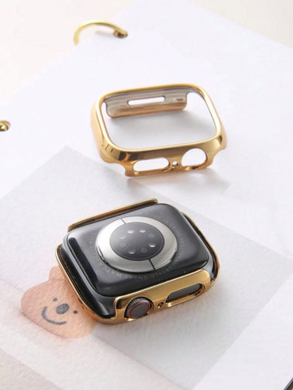 Huastonband Compatible Case Cover Protective Shell PC Hard Material Electroplated Gold Hollow Frame Watch Protective Frame Suitable For Watch Ultra 3 2 1 S10 SE S9/S8/S7/S6/S5/S4/S3/S2/S1 Series Men W