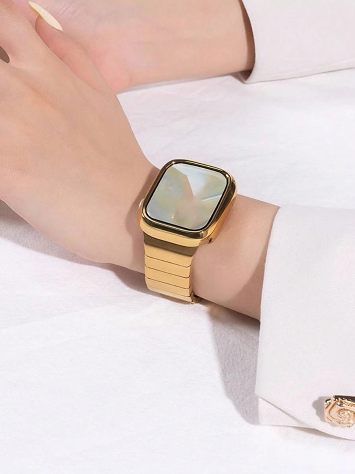 Huastonband Compatible Case Cover Protective Shell PC Hard Material Electroplated Gold Hollow Frame Watch Protective Frame Suitable For Watch Ultra 3 2 1 S10 SE S9/S8/S7/S6/S5/S4/S3/S2/S1 Series Men W