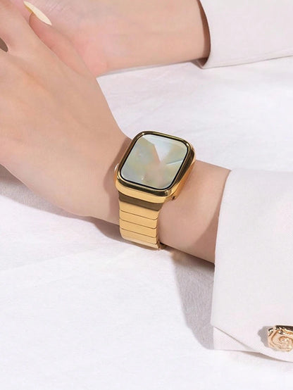 Huastonband Compatible Case Cover Protective Shell PC Hard Material Electroplated Gold Hollow Frame Watch Protective Frame Suitable For Watch Ultra 3 2 1 S10 SE S9/S8/S7/S6/S5/S4/S3/S2/S1 Series Men W