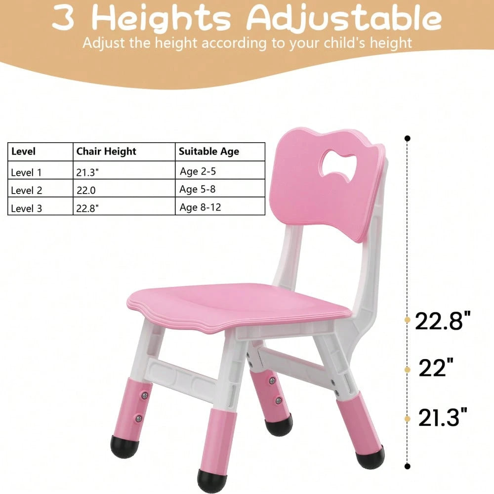 Huisuilinss Adjustable Kids Chair,3 Level Height Adjustable Plastic Toddler Chair,Child Chair For Home Family Classroom Nursery Indoor Use,For Boys Girls Age 2-6,2 Pack
