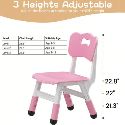 Huisuilinss Adjustable Kids Chair,3 Level Height Adjustable Plastic Toddler Chair,Child Chair For Home Family Classroom Nursery Indoor Use,For Boys Girls Age 2-6,2 Pack