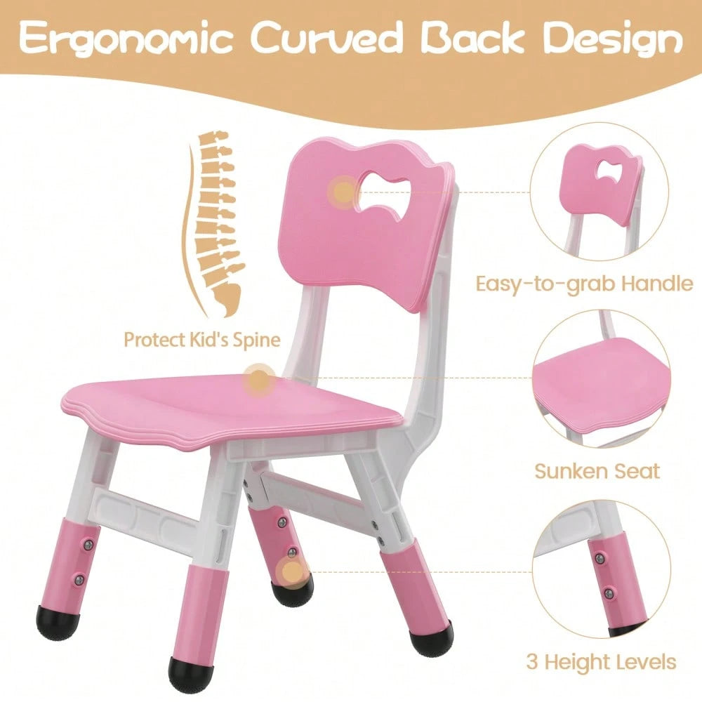 Huisuilinss Adjustable Kids Chair,3 Level Height Adjustable Plastic Toddler Chair,Child Chair For Home Family Classroom Nursery Indoor Use,For Boys Girls Age 2-6,2 Pack