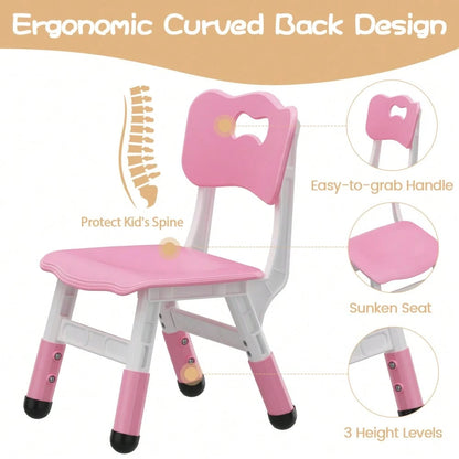 Huisuilinss Adjustable Kids Chair,3 Level Height Adjustable Plastic Toddler Chair,Child Chair For Home Family Classroom Nursery Indoor Use,For Boys Girls Age 2-6,2 Pack
