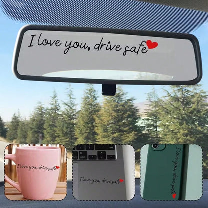 I Love You. Driving Rearview Mirror Decal| Car Rearview Mirror Sticker, Driving Decal, Fun Car Vinyl Window Rearview Decal, Suitable For Both Men And Women