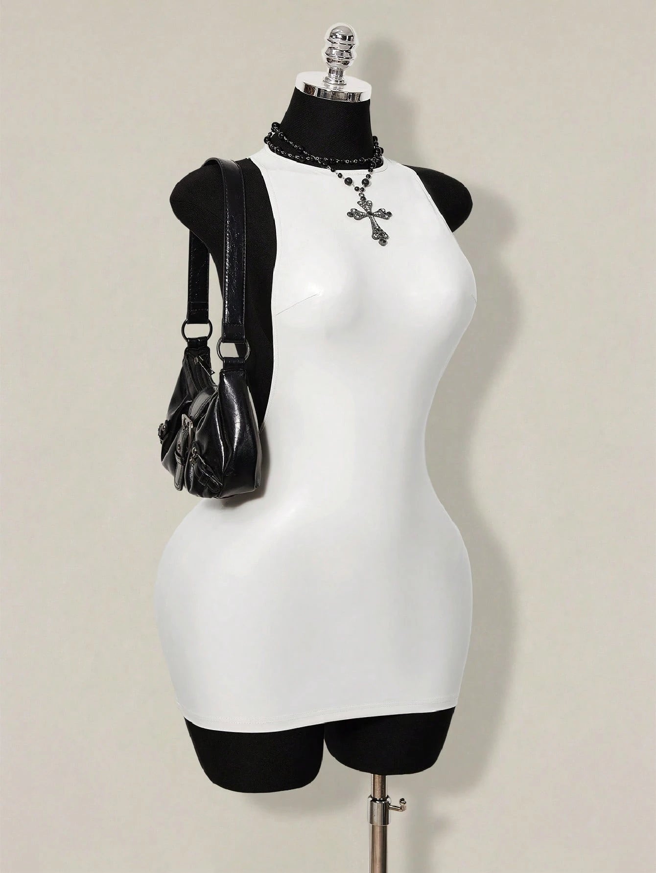 ICON 2026 New Arrive Women's Y2k White Solid Color Backless Sleeveless Bodycon Mini Dress,Spring/Summer Open Back,Summer