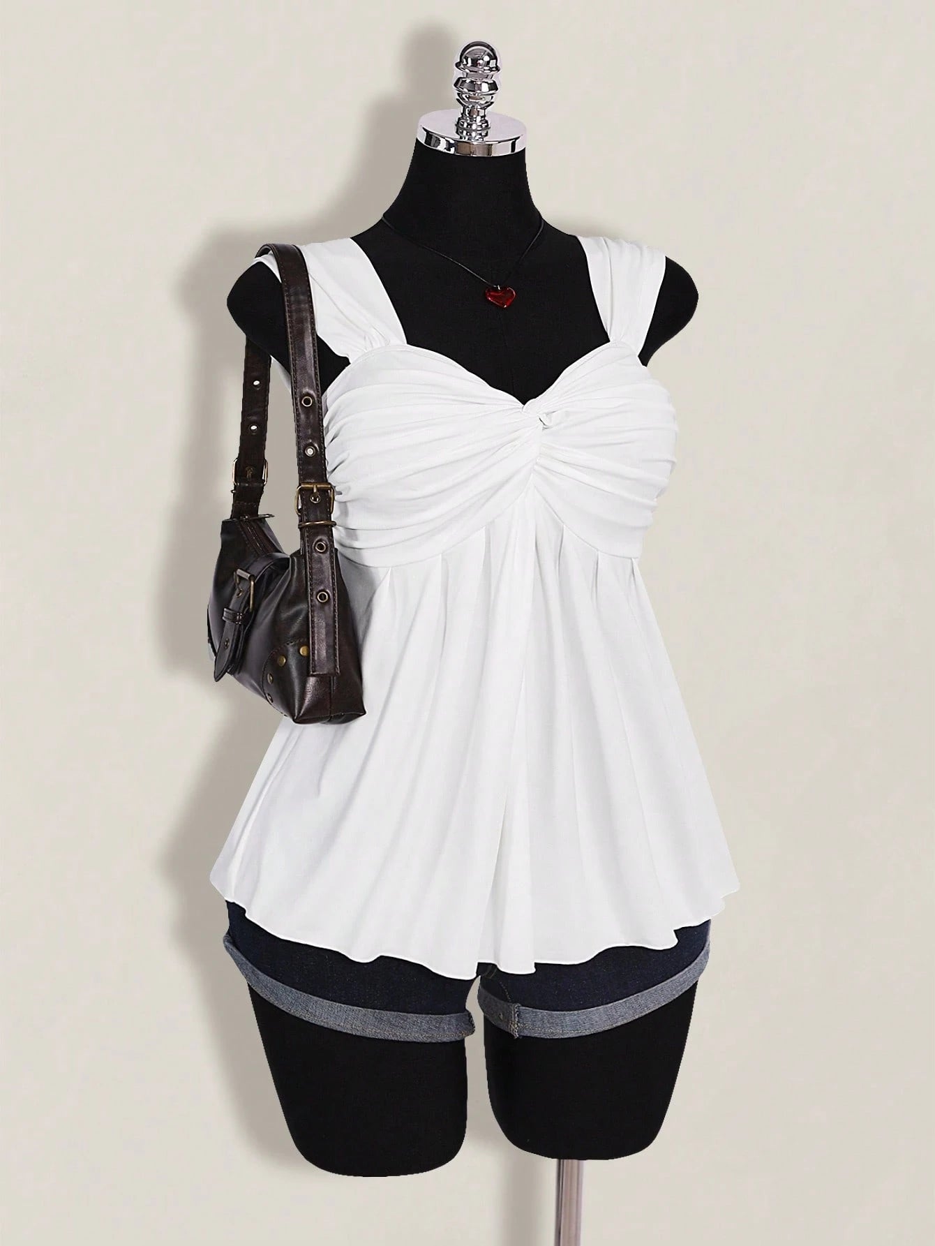 ICON Plus Size Women's Black Twist Front Sleeveless Babydoll Knit Top, Y2K Style Back To School Summer Cute Tops