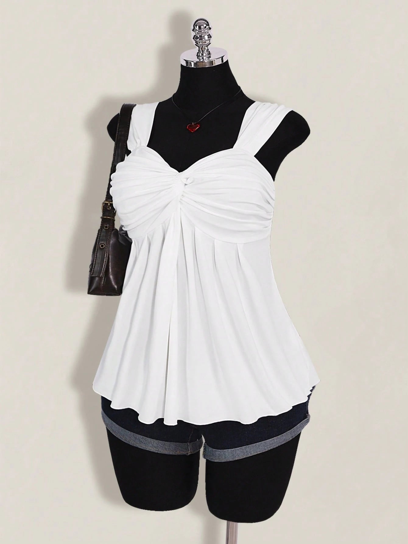 ICON Plus Size Women's Black Twist Front Sleeveless Babydoll Knit Top, Y2K Style Back To School Summer Cute Tops