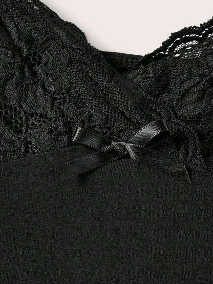 ICON Plus Size Women Summer Contrast Lace Pleated Camisole Top