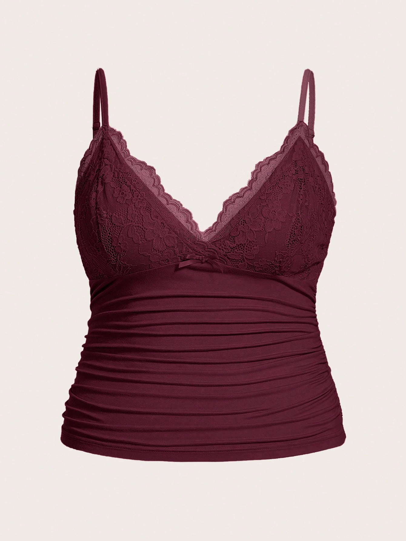 ICON Plus Size Women Summer Contrast Lace Pleated Camisole Top