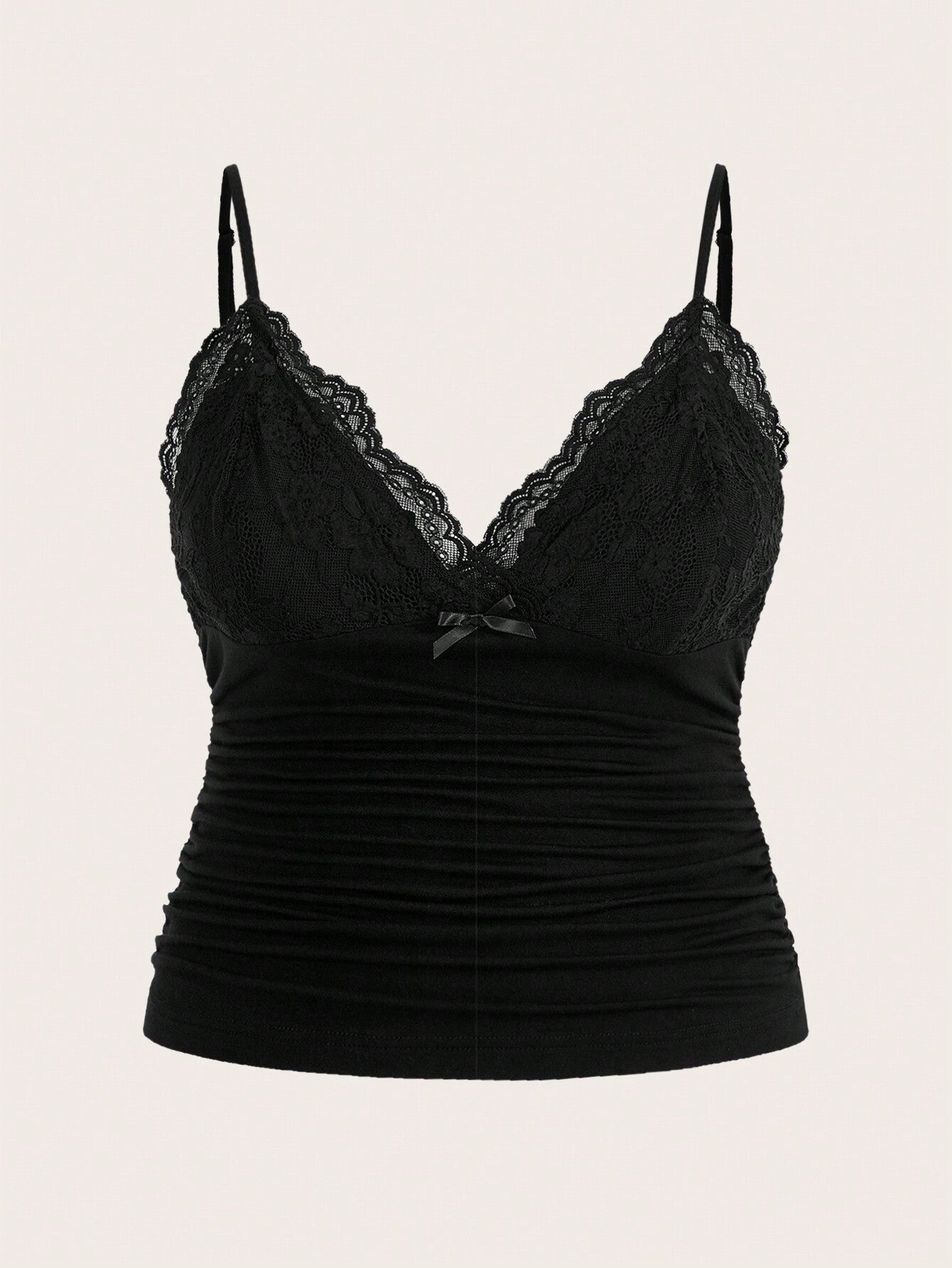 ICON Plus Size Women Summer Contrast Lace Pleated Camisole Top